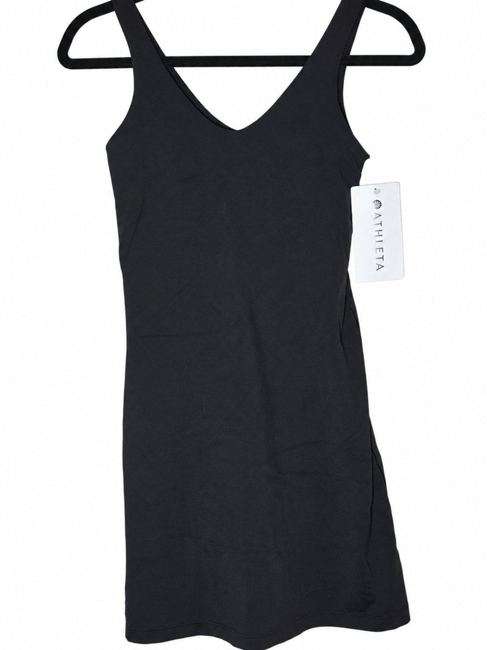 NWT Athleta Transcend Dress Black XXS Built-In Bra Athletic Travel